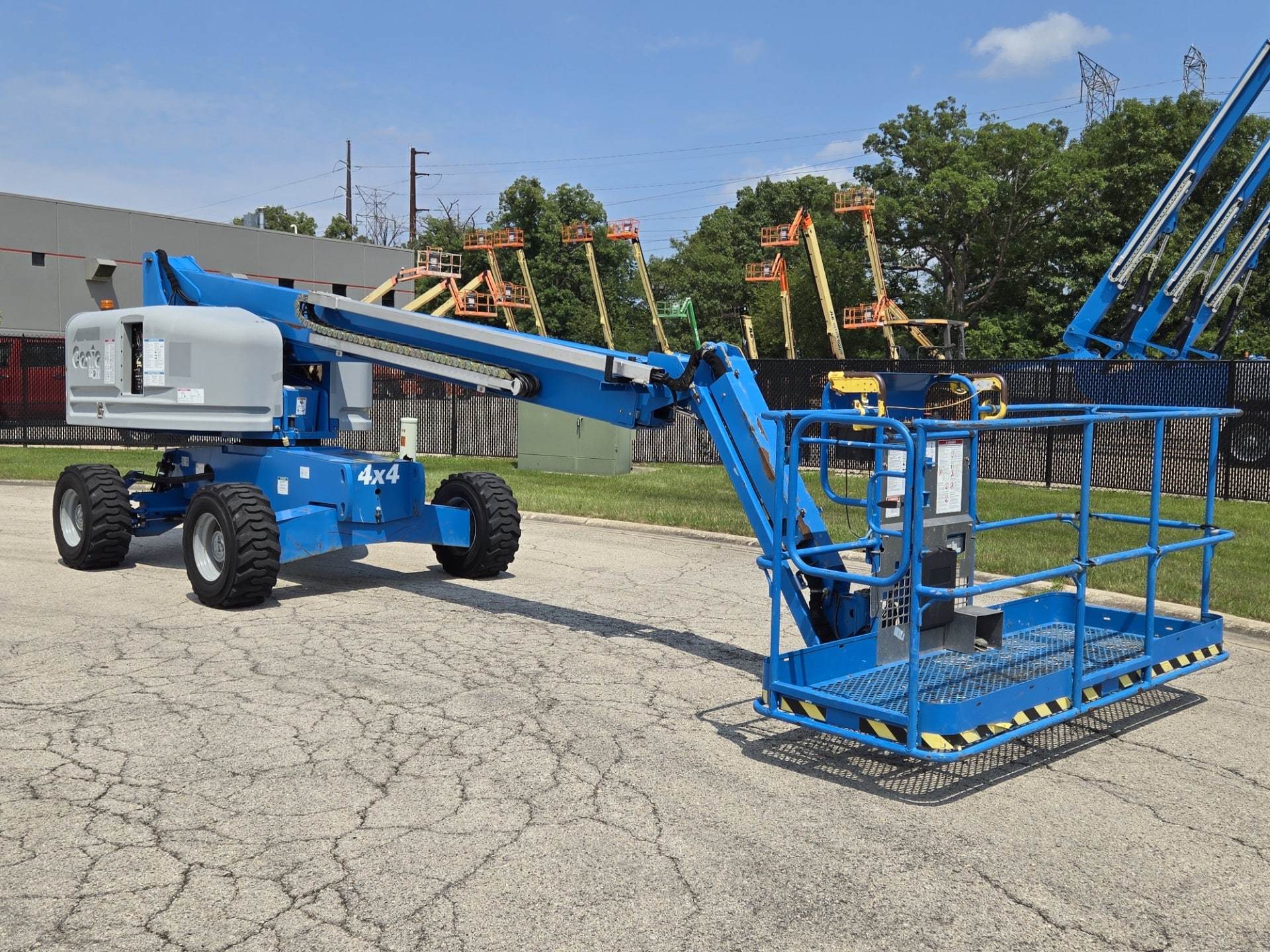 Boom lift at construction site